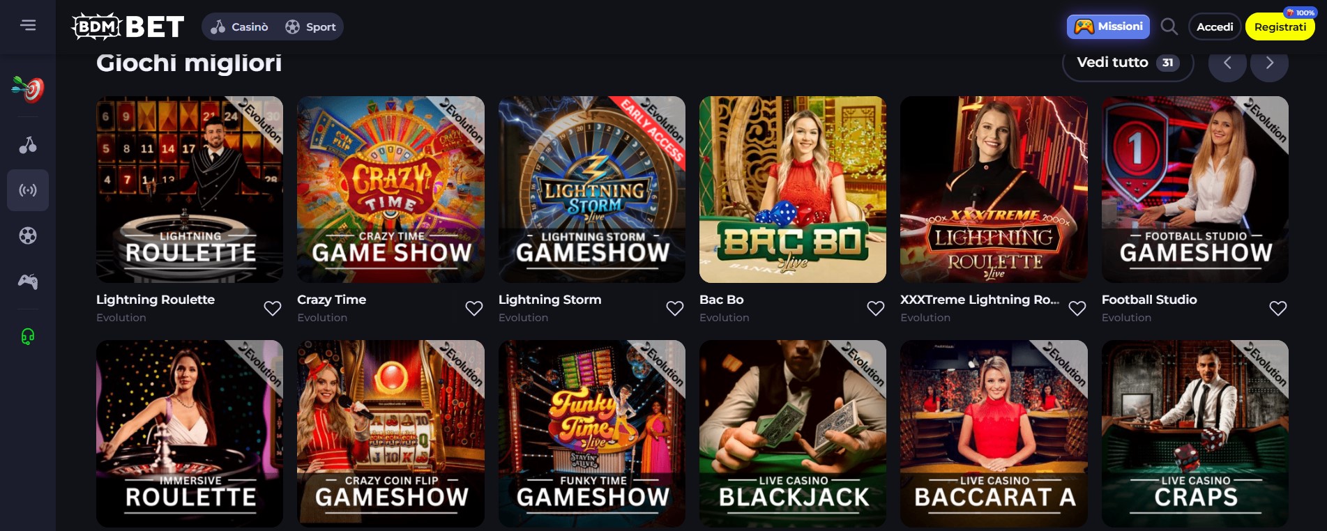 Die Webseite von BDM BET präsentiert eine Vielzahl von Bonusangeboten für Casino- und Sportwetten. Besonders für Spieler, die ein Casino ohne Verifizierung bevorzugen, wirken die attraktiven Aktionen sehr ansprechend. Zu den Promotionen gehören Boni für die erste, zweite und dritte Einzahlung, ein Highroller-Bonus sowie wöchentliche Cashback- und Rakeback-Boni. Die ansprechende visuelle Gestaltung mit farbenfrohen Grafiken und dynamischen Elementen hebt die verschiedenen Aktionen hervor.